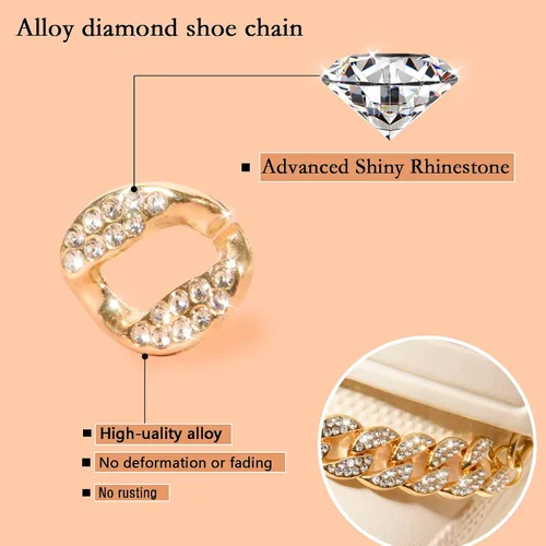 Vista 3 de Dijes brillantes para zapatos, decoraciones de zapatos de lujo con diamantes de imitación y cadenas de zapatos para zuecos zapatos de diseñador