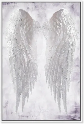 Vista 9 de Oliver Gal Wings of Angel Amethyst - Lienzo impreso para sala de estar, dormitorio y baño, 16 x 24 pulgadas, marco flotante negro