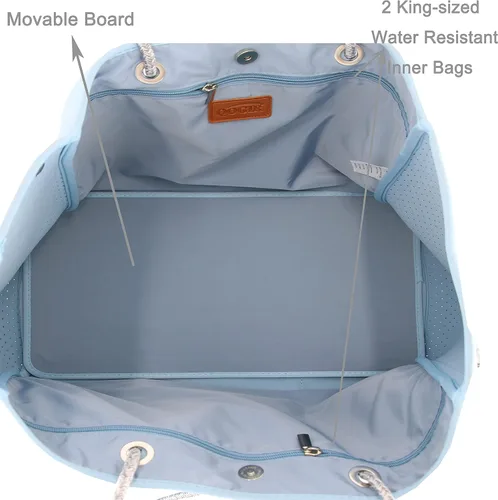 Vista 5 de QOGiR Bolsa de playa multiusos de neopreno con bolsillo interior con cierre de cremallera