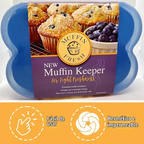 Vista 8 de Muffin Fresh - Contenedor de almacenamiento con tapa, 1 unidad, capacidad para 6
