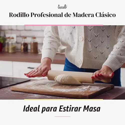 Vista 2 de tuuli Kitchen Professional Classic - Rodillo de madera con centro giratorio (17,3 x 2,2 pulgadas)