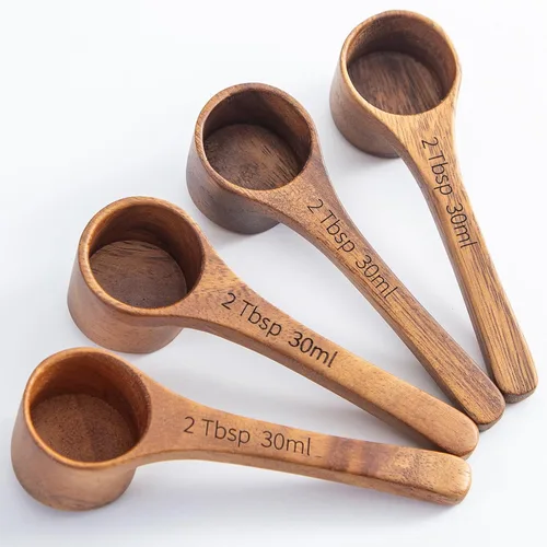 Vista 10 de 4 cucharadas de madera de acacia, cucharas de café multiusos sólidas para tarros, cucharas de madera pequeñas para botes, sales de baño