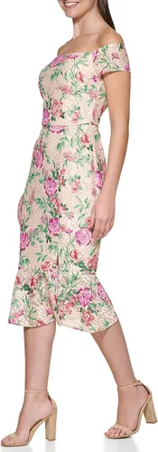 Vista 3 de GUESS Midi con hombros descubiertos para mujer con dobladillo con volantes