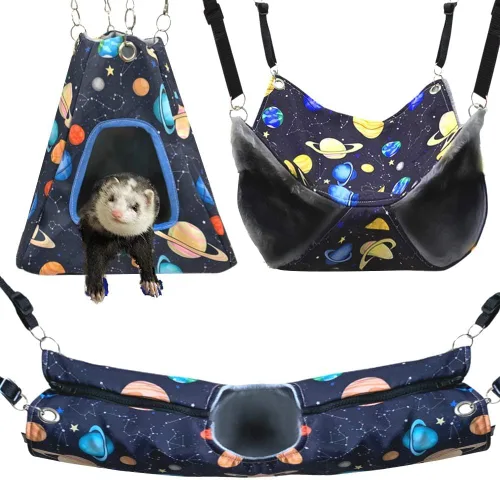 Vista 6 de Accesorios de jaula de nación de hurón, rata de hurón, juego de hamaca de rata de hurón, túnel de tienda de campaña para cualquier ropa de cama