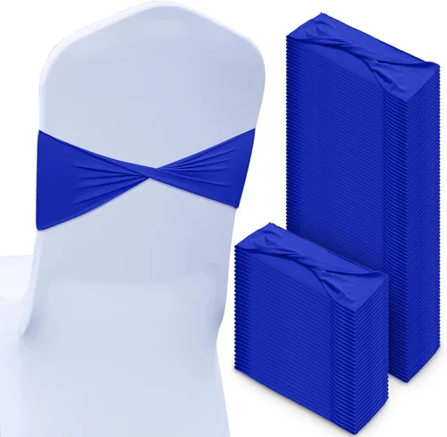 Vista 15 de CHENGU 100 bandas de elastano para silla, con lazo liso, para bodas, sin hebilla, decoraciones de cumpleaños, lazos elásticos, bandas deslizantes