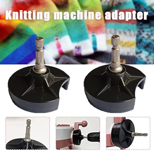 Vista 2 de Adaptadores de máquina de tejer, adaptador de corriente de punto rápido con broca de acero hexagonal, adaptador de manivela para máquina de tejer