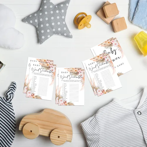 Vista 5 de 30 juegos florales bohemios para baby shower con 1 tarjeta de respuesta (5 x 7 pulgadas) – Juego de palabras – Juegos de fiesta de revelación