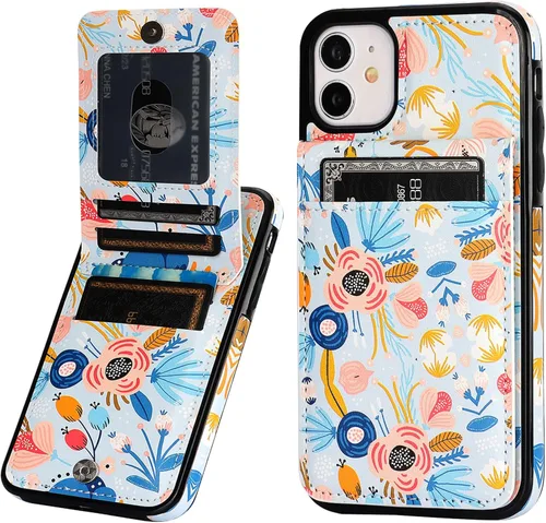 Vista 9 de Vaburs Funda compatible con iPhone 11 con tarjetero de crédito, diseño de guepardo de leopardo negro, cierre magnético de piel sintética de primera
