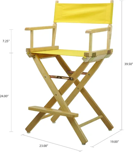 Vista 2 de Casual Home - Silla de director de 24 pulgadas, marco natural con lienzo amarillo, altura de mostrador
