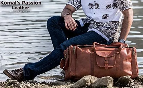 Vista 5 de KPL Bolsa viajera de piel vintage de 21 pulgadas, para deportes, oferta de fin de semana