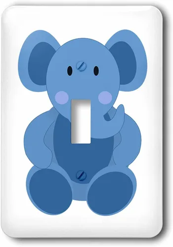 Vista 2 de 3dRose lsp_204243_1 Impresión de dibujos animados de elefante azul bebé, interruptor de palanca individual, multicolor