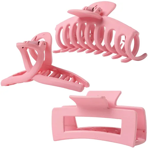 Vista 10 de Pinzas grandes para el cabello grueso, fino y fino, dientes de sujeción fuerte, pinzas de mandíbula granate entrelazadas para mujeres, juego de 3