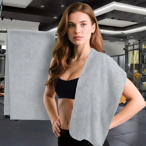 Vista 11 de Juego de 2 toallas deportivas de algodón para gimnasio, 12 x 45 pulgadas, absorbentes, transpirables, de 430 GSM, suaves, toalla deportiva para Azul