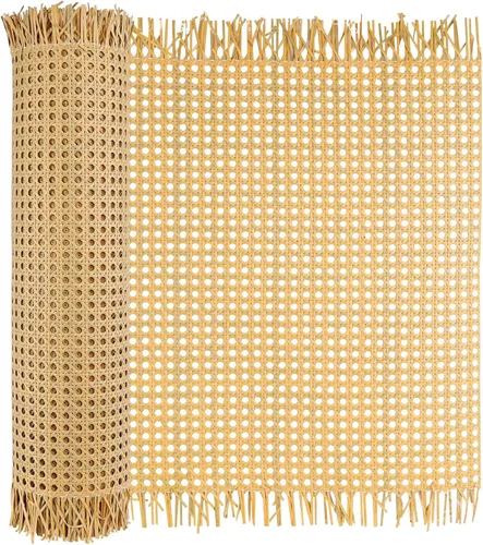 Vista 7 de Cincha de caña de ratán de plástico de 16 pulgadas x 6.5 pies, rollo de red de malla abierta tejida para proyectos de decoración de muebles