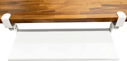 Vista 3 de Stand Up Desk Store - Bandeja grande retráctil para teclado ajustable con abrazadera, mejora la comodidad mientras aumenta el espacio en el Negro