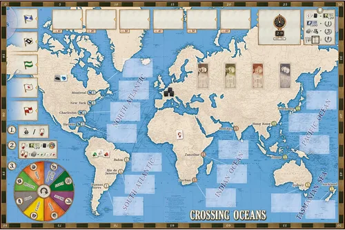 Vista 5 de Rio Grande Games Crossing Oceans - Juego de mesa con temática económica, juego de mesa de estrategia marítima del siglo XIX, juegos de PD