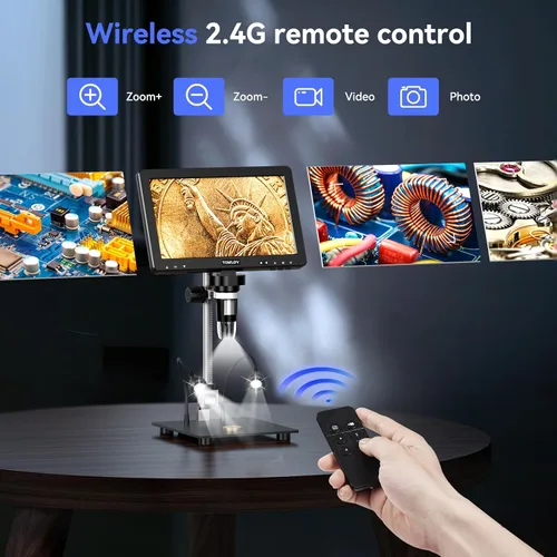 Vista 6 de TOMLOV Microscopio Digital DM9 Max: 20MP 10.1" 1500X HD IPS HDMI Microscopio Lupa de Monedas para Monedas con Errores con Pantalla, Microscopios