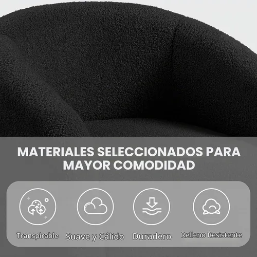Vista 6 de Topeakmart Silla de barril, silla de acento de sherpa suave, silla auxiliar de club, estilo moderno, asiento profundo, sillón de barril para sala