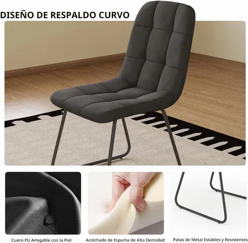 Vista 6 de HIPIHOM Juego de mesa de comedor redonda de 47.2 pulgadas para 4 mesas de madera modernas con 4 sillas tapizadas, base de pedestal de metal, muebles