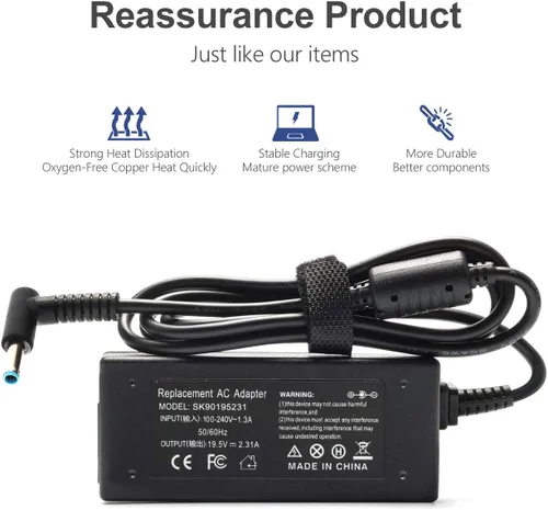 Vista 8 de Cargador para portátil de 45 W compatible con laptop HP de 14 pulgadas 14-DK 14-DQ 14-DF 14-DH 14-DS 14-AC 14-AK 14-AL 14-BA Series, 14-DF0023CL