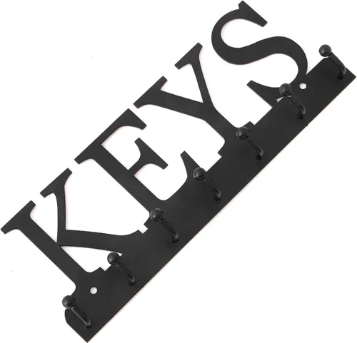 Vista 6 de Lixgifts Soporte para llaves montado en la pared para decoración de pared con 7 ganchos, organizador de llaves de metal negro, para entrada, puerta