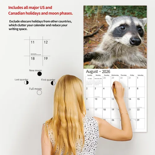 Vista 5 de Calendario de pared 2026, Calendario divertido 2026, noviembre de 2025 - diciembre de 2026, calendario de pared con memes divertidos de animales, 12