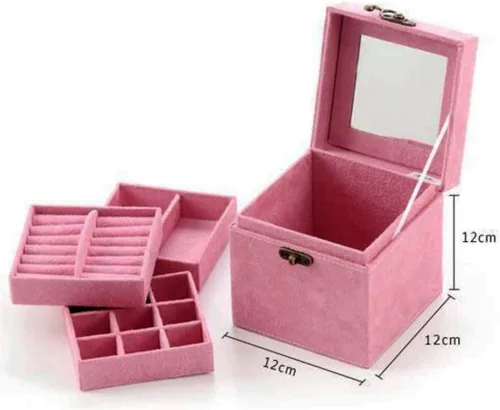 Vista 6 de Joyero de 3 capas con espejo y 35 piezas de joyería de princesa para niña, accesorios de vestir, juego de juguete