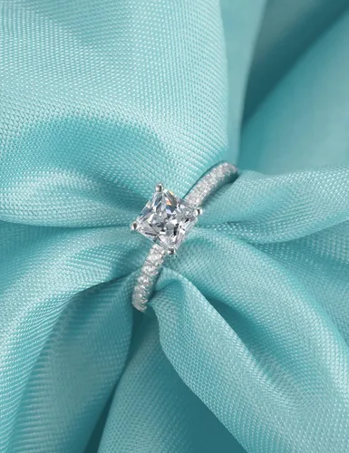 Vista 2 de JALOKIVI 1.4CT 925 Sterling Silver Engagement Rings for Women Princess Cut Halo Cubic Zirconia Promise Rings for Her Size 4-12