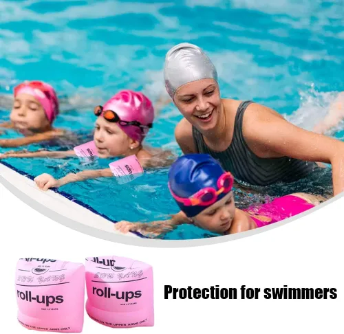 Vista 7 de 2 brazaletes inflables de natación, flotadores de brazo de natación gruesos, flotadores de brazo de piscina para niños, bandas de natación