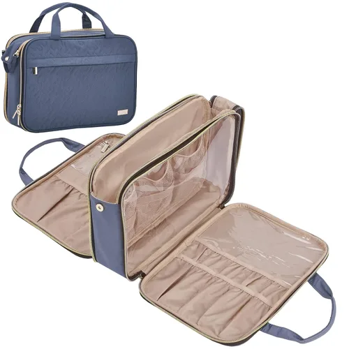 Vista 7 de NISHEL - Neceser de viaje, organizador de maquillaje portátil, bolsa de cosméticos plegable, estuche de viaje para artículos de tocador