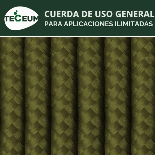 Vista 9 de TECEUM Cuerda – 90 pies x 1/4 pulgada (7mm) – Verde Ejército – Cuerda Utilitaria Versátil y Resistente – Acampada, Artesanía, Asta de Bandera