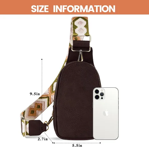 Vista 5 de KFXFENQ Bolso bandolera para mujer de piel sintética pequeño bolso bandolera multiusos para ciclismo para mujer Café Casual