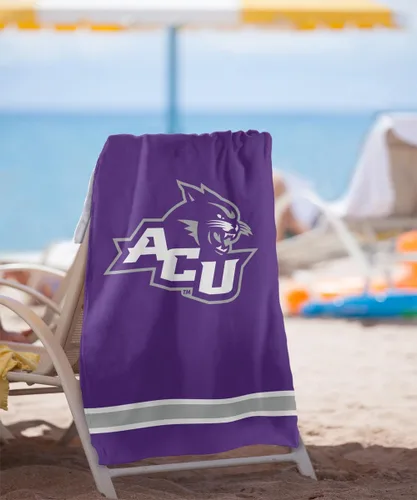 Vista 2 de LOGOVISION Manta Abilene Christian University, 30 x 60 pulgadas, logotipo primario CottonFront/PolyBackBeachTowel