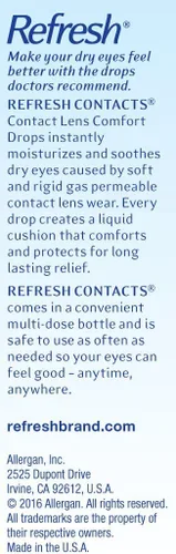 Vista 6 de Refresh Contacts, gotas lubricantes para los ojos, comodidad para lentes de contacto, 0.4 onzas líquidas estériles - Paquete de 5