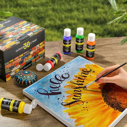 Vista 7 de Magicfly Pintura acrílica para exteriores, juego de 30 colores/tubos (2.3 fl oz, 2 onzas) con caja de almacenamiento, pigmentos ricos, pinturas