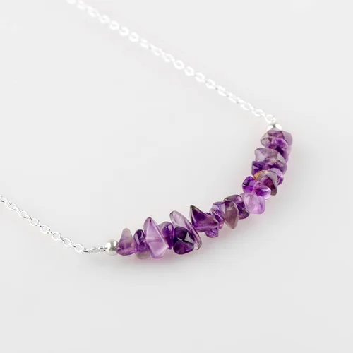 Vista 4 de Gempires Purple Amethyst Crystal Necklace February Birthstone Gifts Hypoallergenic 18 Inch Silver Plated Jewelry For Women