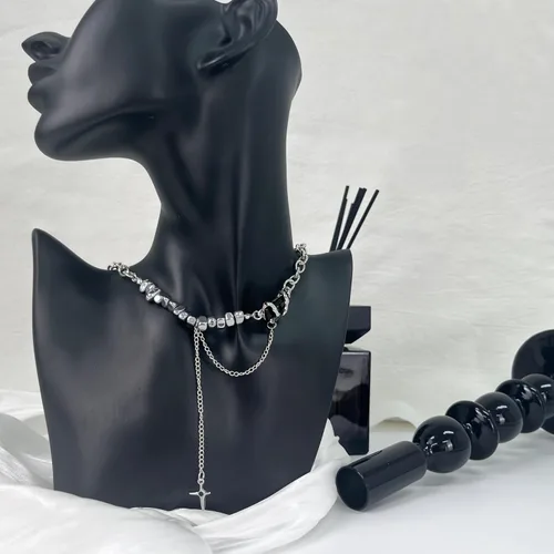 Vista 95 de Y2k - Collar irregular con dije de estrella, piedra de luna, diseño de cadena de moda, joyería de plata picante para mujer