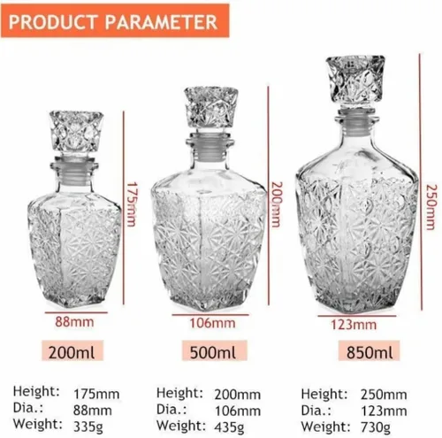 Vista 6 de Anso Decantador de cristal de cristal para whisky, dispensador de botellas, licor, vino, vodka, alcohol (8.5 fl oz)