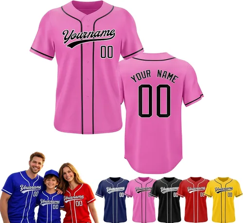 Vista 9 de Camiseta de béisbol personalizada, nombre del equipo, número de equipo, logotipo, camisetas impresas cosidas, uniformes deportivos, regalos