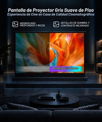 Vista 5 de IN&VI Pantalla de proyector suave motorizada de 100 pulgadas para proyector de tiro estándar/largo, pantalla de proyector para cine en casa, 4K/8K