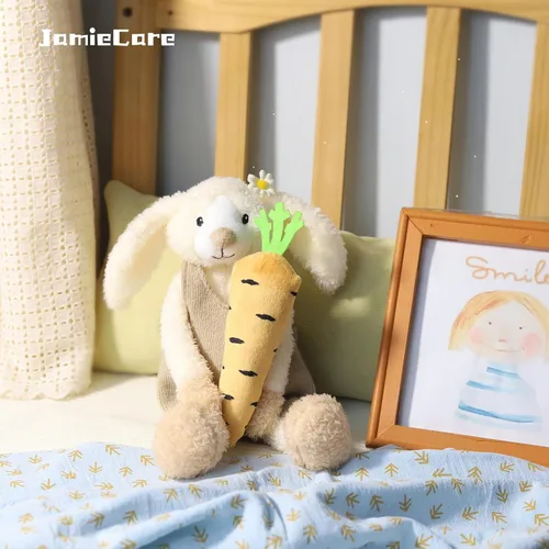 Vista 7 de Conejito de Pascua de peluche, juguete de conejo de ropa suave para niños, recién nacidos, niños y niñas, juguetes de peluche adorables y adorables