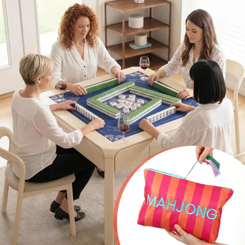 Vista 6 de Gilprop Bolsa de azulejos Mahjong a rayas, rojo y naranja, estándar