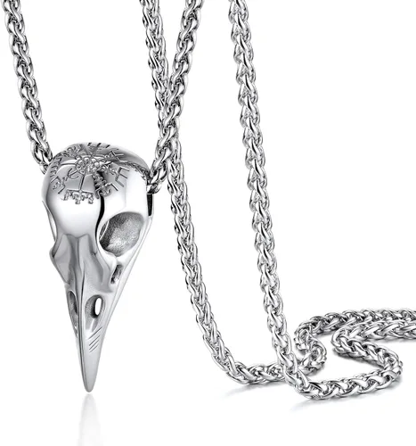 Vista 21 de PROSTEEL Thor Hammer/Thor Axe/Raven/Odin Necklace for Men Women Negro