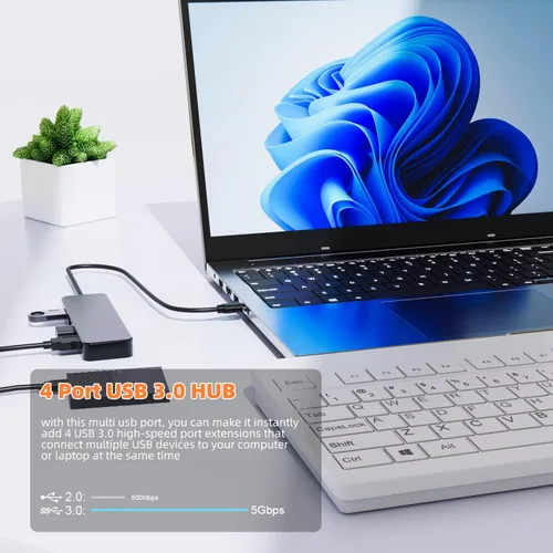 Vista 6 de Hub USB C 4 puertos, Eanetf USB C a USB Hub 3.0 Divisor USB para Mac Pro, iMac, iPad Pro, Chromebook, Pixelbook, Dell XPS, Samsung y más