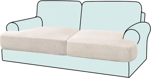 Vista 25 de Funda elástica para sillón con cojín en forma de T, funda de cojín individual para cojín de silla en forma de T, protector de tela jacquard gruesa