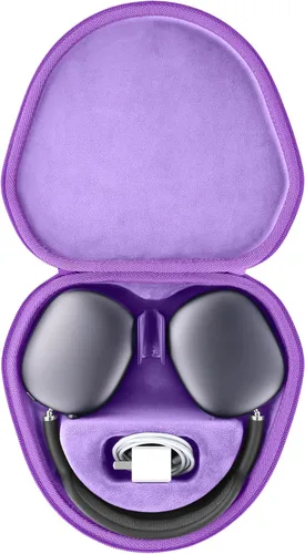 Vista 23 de co2CREA Funda rígida con modo de sueño, reemplazo para auriculares Apple AirPods Max inalámbricos de diadema (Funda negra)
