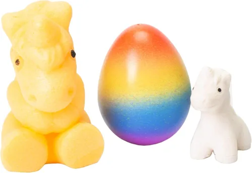 Vista 4 de YMCtoys - Huevos de unicornio arcoíris sorpresa que crecen y eclosionan, juego de 2