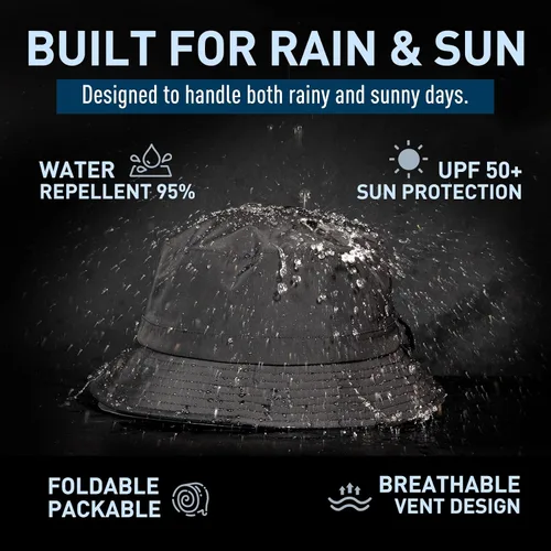 Vista 2 de TOP-EX XL XXL - Gorros de lluvia de gran tamaño para verano, impermeables, para golf, safari, protección UV, UPF 50+ Te92557_negro