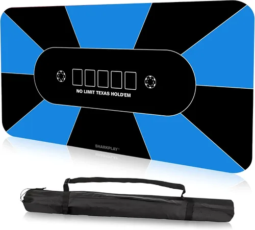Vista 7 de Estera de póquer de 70 x 35 pulgadas, 10 jugadores Texas Hold'em Poker Table Top con bolsa de transporte para juegos de póquer, blackjack, casino