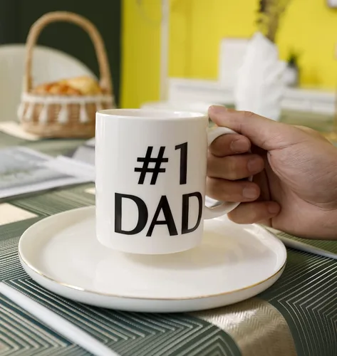 Vista 4 de Zenply Taza de café con texto en inglés "Best Dad Coffee", 11 onzas, divertida taza novedosa, impresa en ambos lados, regalo perfecto para papá